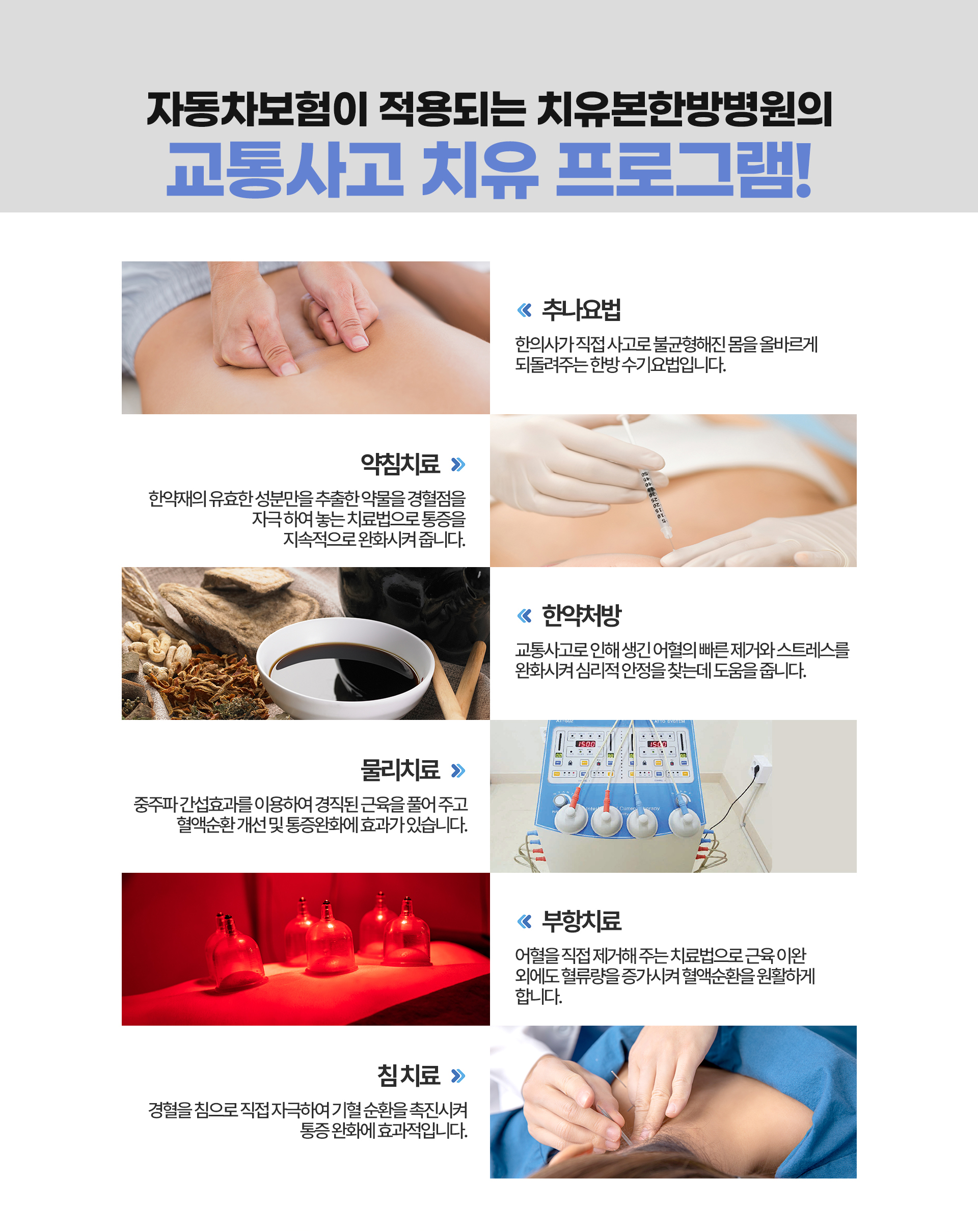 자동차보험 적용으로 본인부담금 없이 교통사고입원이 가능합니다